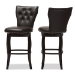 Baxton Studio Leonice Modern and Contemporary Dark Brown Faux Leather Upholstered Button-tufted 29-Inch Swivel Bar Stool - BSOBBT5222-Brown