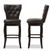 Baxton Studio Leonice Modern and Contemporary Dark Brown Faux Leather Upholstered Button-tufted 29-Inch Swivel Bar Stool - BSOBBT5222-Brown