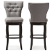 Baxton Studio Leonice Modern and Contemporary Grey Fabric Upholstered Button-tufted 29-Inch Swivel Bar Stool