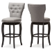 Baxton Studio Leonice Modern and Contemporary Grey Fabric Upholstered Button-tufted 29-Inch 2-Piece Swivel Bar Stool Set - BSOBBT5222-Grey
