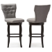 Baxton Studio Leonice Modern and Contemporary Grey Fabric Upholstered Button-tufted 29-Inch 2-Piece Swivel Bar Stool Set - BSOBBT5222-Grey