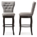 Baxton Studio Leonice Modern and Contemporary Grey Fabric Upholstered Button-tufted 29-Inch 2-Piece Swivel Bar Stool Set - BSOBBT5222-Grey