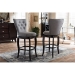 Baxton Studio Leonice Modern and Contemporary Grey Fabric Upholstered Button-tufted 29-Inch 2-Piece Swivel Bar Stool Set - BSOBBT5222-Grey