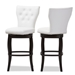 Baxton Studio Leonice Modern and Contemporary White Faux Leather Upholstered Button-tufted 29-Inch 2-Piece Swivel Bar Stool Set - BSOBBT5222-White