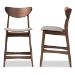 Baxton Studio Latina Mid-century Retro Modern Scandinavian Style Light Grey Fabric Upholstered Walnut Wood Finishing 24-Inches Counter Stool - BSOLatina Barstool-Light Grey