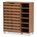 Baxton Studio Shirley Modern and Contemporary "Walnut" Medium Brown Wood 2-Door Shoe Cabinet with Open Shelves - BSOSR-002-Walnut