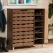 Baxton Studio Shirley Modern and Contemporary "Walnut" Medium Brown Wood 2-Door Shoe Cabinet with Open Shelves - BSOSR-002-Walnut