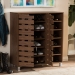 Baxton Studio Shirley Modern and Contemporary "Walnut" Medium Brown Wood 2-Door Shoe Cabinet with Open Shelves - BSOSR-002-Walnut