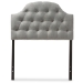 Baxton Studio Morris Modern and Contemporary Grey Fabric Upholstered Button-Tufted Scalloped Twin Size Headboard