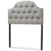 Baxton Studio Morris Modern and Contemporary Grey Fabric Upholstered Button-Tufted Scalloped Twin Size Headboard - BSOBBT6496-Grey-Twin HB