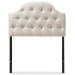 Baxton Studio Morris Modern and Contemporary Light Beige Fabric Upholstered Button-Tufted Scalloped Twin Size Headboard