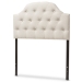 Baxton Studio Morris Modern and Contemporary Light Beige Fabric Upholstered Button-Tufted Scalloped Twin Size Headboard - BSOBBT6496-Light Beige-Twin HB
