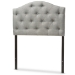 Baxton Studio Myra Modern and Contemporary Grey Fabric Upholstered Button-Tufted Scalloped Twin Size Headboard - BSOBBT6505-Grey-Twin HB
