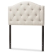 Baxton Studio Myra Modern and Contemporary Light Beige Fabric Upholstered Button-Tufted Scalloped Twin Size Headboard - BSOBBT6505-Light Beige-Twin HB
