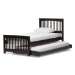 Baxton Studio Hevea Twin Size Dark Brown Solid Wood Platform Bed with Guest Trundle Bed - BSOBed3-Twin-Wenge