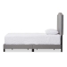 Baxton Studio Benjamin Modern and Contemporary Grey Fabric Upholstered Twin Size Arched Bed with Nail Heads - BSOBenjamin-Twin-Grey