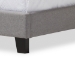Baxton Studio Benjamin Modern and Contemporary Grey Fabric Upholstered Twin Size Arched Bed with Nail Heads - BSOBenjamin-Twin-Grey