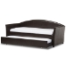 Baxton Studio London Modern and Contemporary Brown Faux Leather Arched Back Sofa Twin Daybed with Roll-Out Trundle Guest Bed - BSOLondon-Brown-Daybed