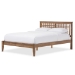 Baxton Studio Loafey Mid-Century Modern Solid Walnut Wood Window-Pane Style Queen Size Platform Bed