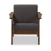 Baxton Studio Cayla Mid-Century Modern Grey Fabric and "Walnut" Brown Wood Living Room 1-Seater Lounge Chair - BSOSW5236-Grey/Walnut-M17-CC