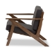 Baxton Studio Cayla Mid-Century Modern Grey Fabric and "Walnut" Brown Wood Living Room 1-Seater Lounge Chair - BSOSW5236-Grey/Walnut-M17-CC