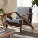 Baxton Studio Cayla Mid-Century Modern Grey Fabric and "Walnut" Brown Wood Living Room 1-Seater Lounge Chair - BSOSW5236-Grey/Walnut-M17-CC