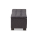 Baxton Studio Roanoke Modern and Contemporary Dark Grey Fabric Upholstered Grid-Tufting Storage Ottoman Bench - BSOBBT3101-OTTO-Dark Grey-H1217-20