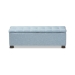 Baxton Studio Roanoke Modern and Contemporary Light Blue Fabric Upholstered Grid-Tufting Storage Ottoman Bench - BSOBBT3101-OTTO-Light Blue-H1217-21