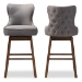 Baxton Studio Gradisca Modern and Contemporary Brown Wood Finishing and Grey Fabric Button-Tufted Upholstered 2-Piece Swivel Barstool Set - BSOBBT5246B-BS-Grey-XD45