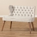 Baxton Studio Scarlett Mid-Century Modern Brown Wood and Light Beige Fabric Upholstered Button-Tufting with Nail Heads Trim 2-Seater Loveseat Settee - BSOBBT8017-LS-Beige-H1217-3