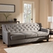 Baxton Studio Arcadia Modern and Contemporary Grey Fabric Upholstered Button-Tufted Living Room 3-Seater Sofa - BSOBBT8021-SF-Grey-XD45