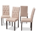 Baxton Studio Gardner Modern and Contemporary Dark Brown Finished Beige Fabric Upholstered Dining Chair (Set of 4) - BSOAndrew-DC-10-Buttons-Beige