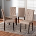 Baxton Studio Gardner Modern and Contemporary 5-Piece Dark Brown Finished Beige Fabric Upholstered Dining Set - BSOAndrew 5 PC Dining Set-10 Buttons-Beige Fabric