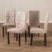 Baxton Studio Gardner Modern and Contemporary 5-Piece Dark Brown Finished Beige Fabric Upholstered Dining Set - BSOAndrew 5 PC Dining Set-10 Buttons-Beige Fabric