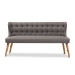 Baxton Studio Melody Mid-Century Modern Grey Fabric and Natural Wood Finishing 3-Seater Settee Bench - BSOBBT8026-SF-Grey-XD45