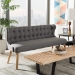 Baxton Studio Melody Mid-Century Modern Grey Fabric and Natural Wood Finishing 3-Seater Settee Bench - BSOBBT8026-SF-Grey-XD45