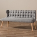 Baxton Studio Melody Mid-Century Modern Grey Fabric and Natural Wood Finishing 3-Seater Settee Bench - BSOBBT8026-SF-Grey-XD45