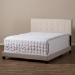 Baxton Studio Brookfield Modern and Contemporary Beige Fabric Upholstered Grid-tufting Queen Size Bed - BSOCF8747B-Beige-Queen