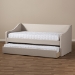 Baxton Studio Barnstorm Modern and Contemporary Beige Fabric Upholstered Daybed with Guest Trundle Bed - BSOCF8755-Beige-Day Bed