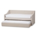 Baxton Studio Barnstorm Modern and Contemporary Beige Fabric Upholstered Daybed with Guest Trundle Bed - BSOCF8755-Beige-Day Bed