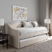 Baxton Studio Barnstorm Modern and Contemporary Beige Fabric Upholstered Daybed with Guest Trundle Bed - BSOCF8755-Beige-Day Bed