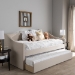 Baxton Studio Barnstorm Modern and Contemporary Beige Fabric Upholstered Daybed with Guest Trundle Bed - BSOCF8755-Beige-Day Bed