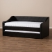 Baxton Studio Barnstorm Modern and Contemporary Black Faux Leather Upholstered Daybed with Guest Trundle Bed - BSOCF8755-Black-Day Bed