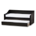 Baxton Studio Barnstorm Modern and Contemporary Black Faux Leather Upholstered Daybed with Guest Trundle Bed - BSOCF8755-Black-Day Bed