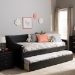 Baxton Studio Barnstorm Modern and Contemporary Black Faux Leather Upholstered Daybed with Guest Trundle Bed - BSOCF8755-Black-Day Bed