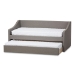 Baxton Studio Barnstorm Modern and Contemporary Grey Fabric Upholstered Daybed with Guest Trundle Bed - BSOCF8755-Grey-Day Bed