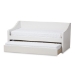 Baxton Studio Barnstorm Modern and Contemporary White Faux Leather Upholstered Daybed with Guest Trundle Bed - BSOCF8755-White-Day Bed