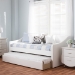 Baxton Studio Barnstorm Modern and Contemporary White Faux Leather Upholstered Daybed with Guest Trundle Bed - BSOCF8755-White-Day Bed