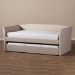 Baxton Studio Camino Modern and Contemporary Beige Fabric Upholstered Daybed with Guest Trundle Bed - BSOCF8756-Beige-Day Bed