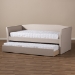 Baxton Studio Camino Modern and Contemporary Beige Fabric Upholstered Daybed with Guest Trundle Bed - BSOCF8756-Beige-Day Bed